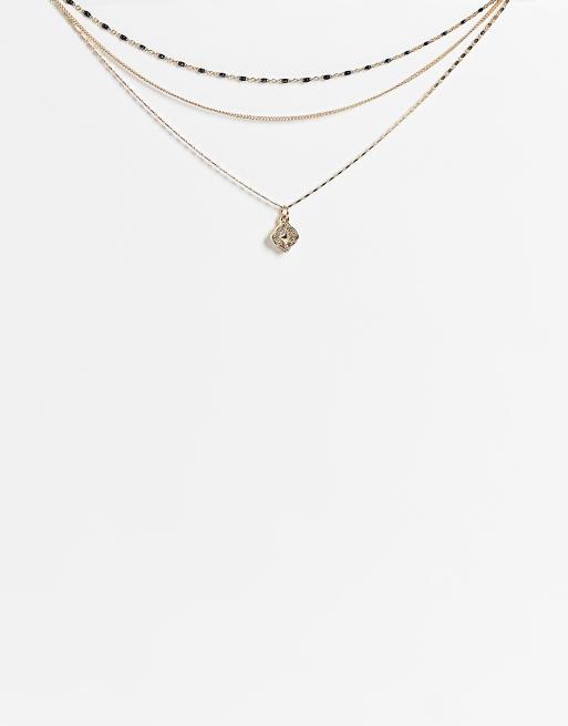 Topshop - Confezione multipack di 3 collarini dorati con ciondolo a cuore