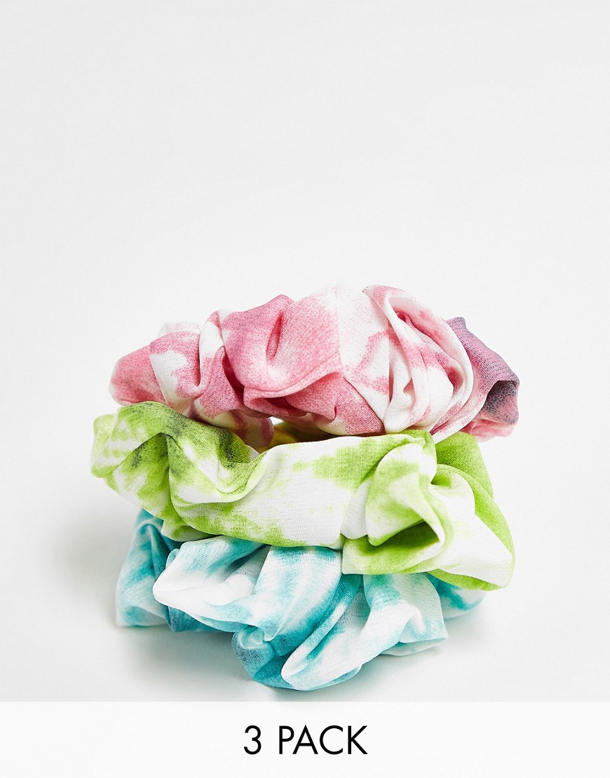 Topshop - Confezione multipack di 3 elastici per capelli tie-dye multicolore
