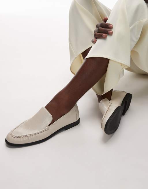 Topshop – Connell – Flache Loafer in Wollweiß mit Raffung, 2 von 4