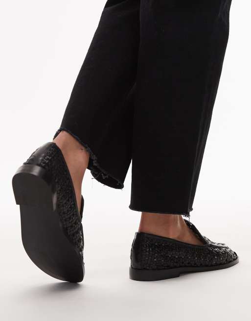 Topshop - Connor - Geweven loafers van echt leer in zwart, 3 van 4