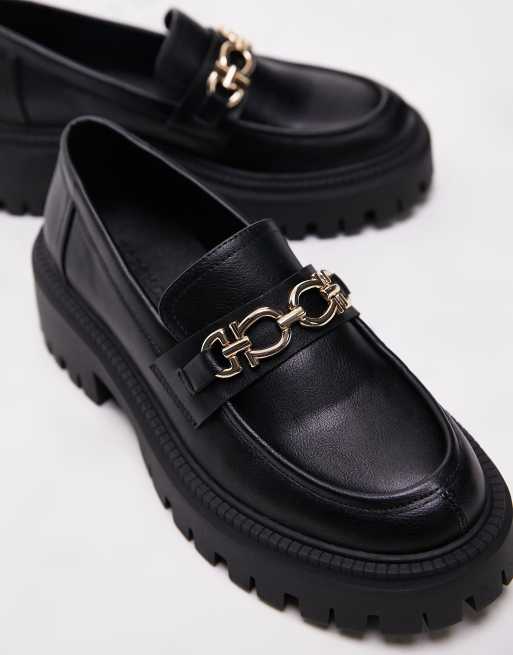 Topshop - Connor - Mocassini neri con suola spessa e finiture oro, 2 di 4