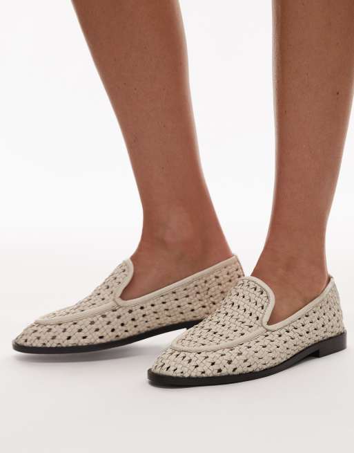 Topshop - Connor - Råhvide flettede loafers i ægte læder, 4 af 4