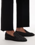 [Topshop] Topshop Connor real leather woven loafers in black 40 BLACK