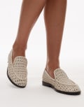 [Topshop] Topshop Connor real leather woven loafers in off white 36 Off white