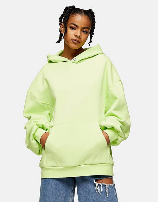 Topshop Considered eyelet hoodie in green | ASOS