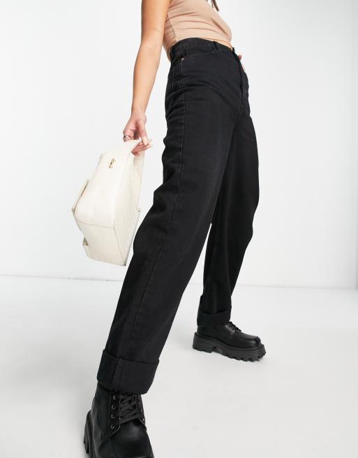 Topshop - Considered - Forvaskede sorte oversized mom-jeans