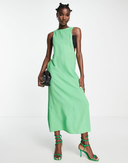 Topshop green silk dress sale