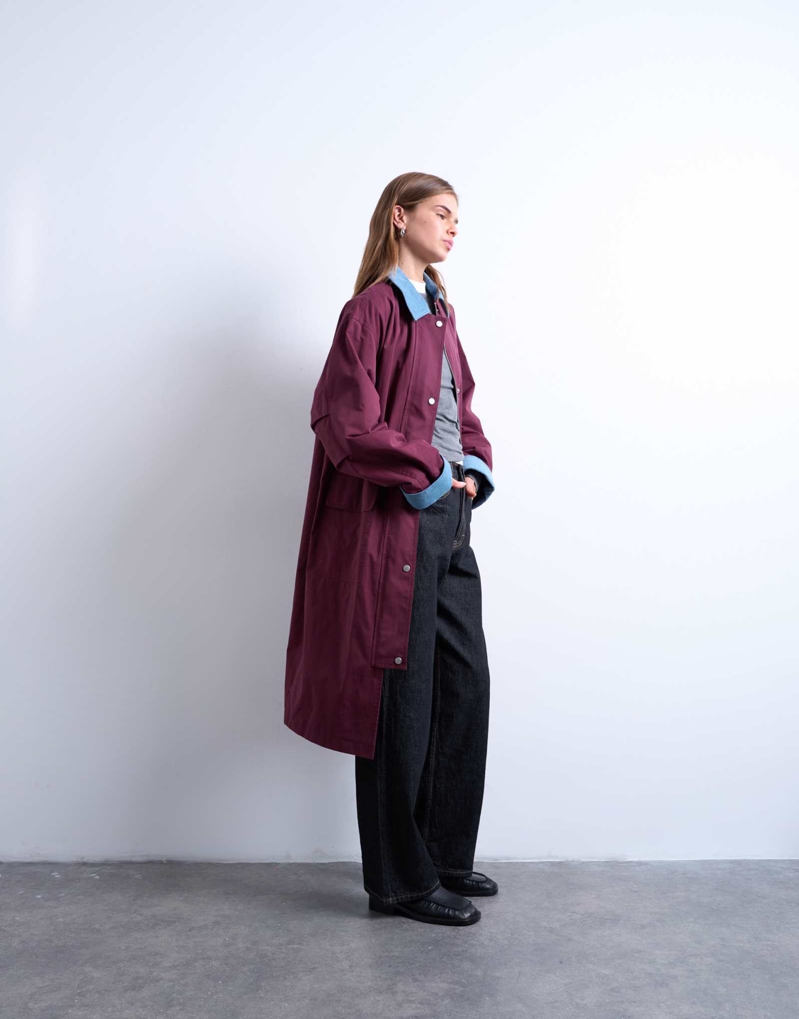 Ярусная застежка с контрастным воротником Topshop бордового цвета