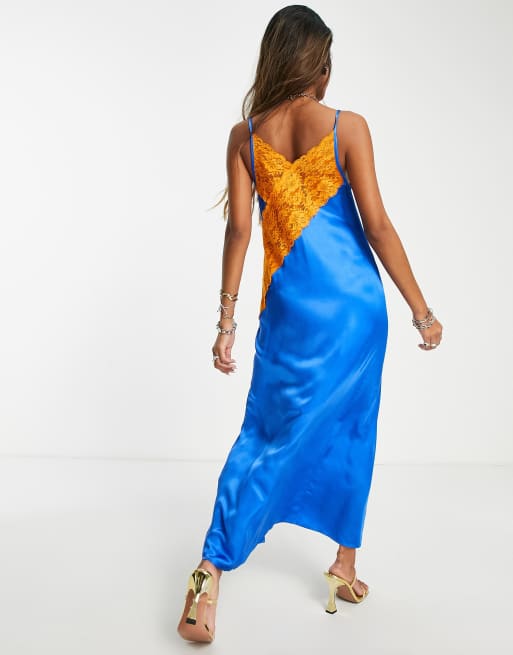 Topshop blue slip dress sale