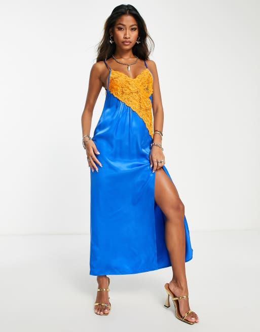Topshop blue satin dress hotsell