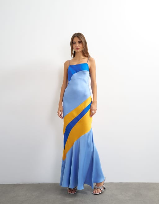 orange blue maxi dress Katara Strapless Maxi Dress Blue | Orange Floral | Blue | Orange Floral | Womens