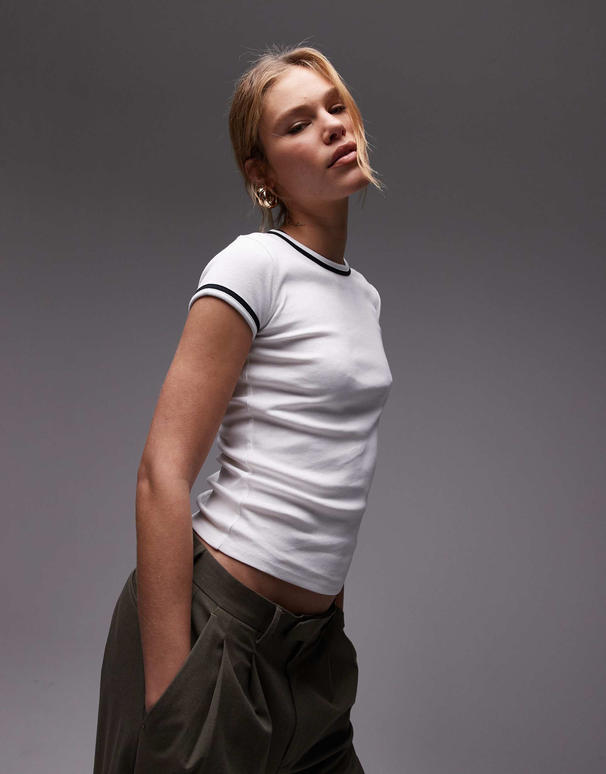 topshop contrast everyday tee in white