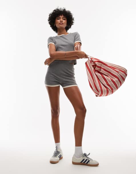 Topshop contrast frill edge set in grey marl - view 1