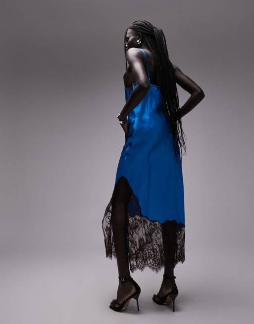 Topshop blue slip dress sale