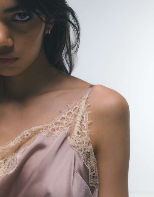 LACE SLIP DRESS - Dusty pink