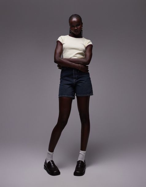 Topshop contrast neck everyday tee in lemon  - view 1