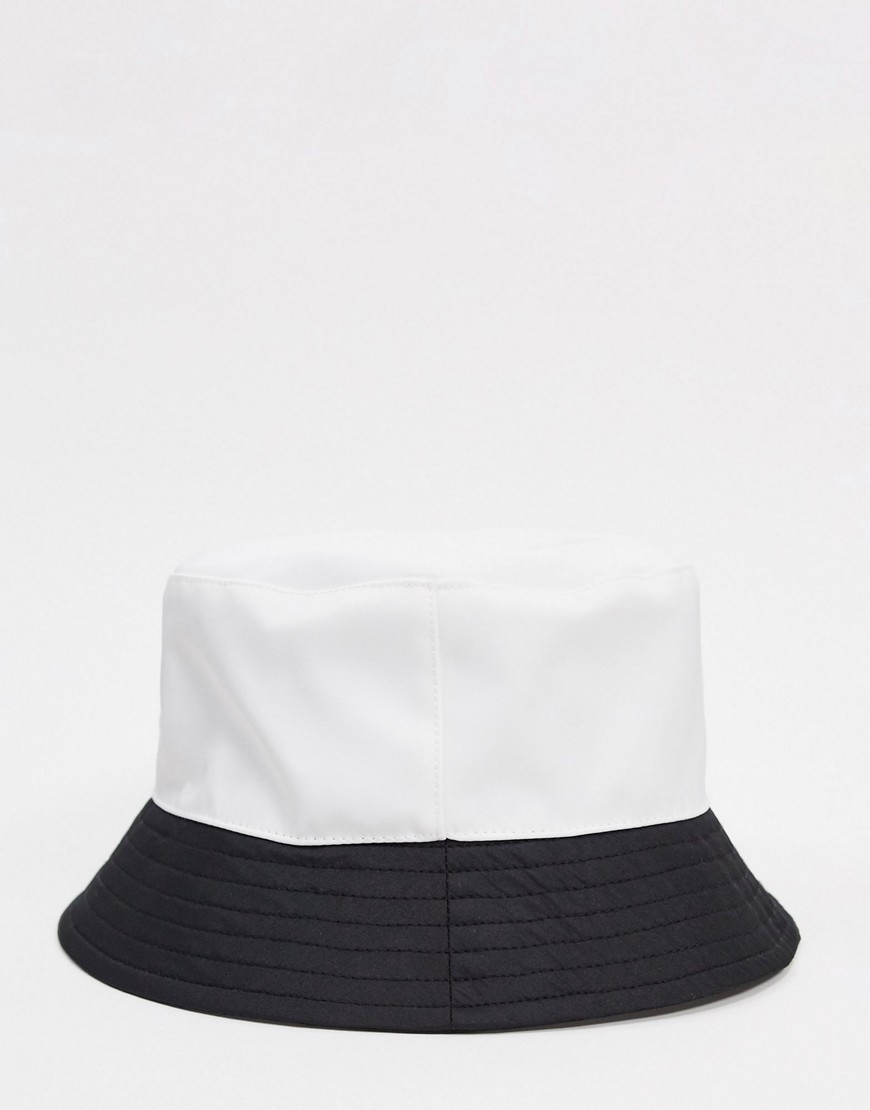 Topshop Contrast Panel Bucket Hat In White