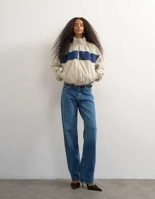 Topshop Contrast Piping Track Jacket In Multi