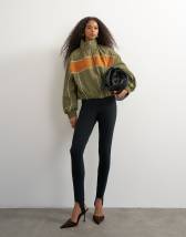 Topshop contrast piping track jacket in khaki