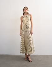 Topshop contrast print beaded strap maxi dress in sketchy floral and stripe