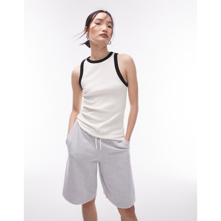 Topshop contrast rib slim vest in off white ClassicfuncenterShops