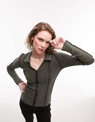topshop contrast stitch top