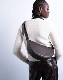 Cooper cross body real leather bag in chocolate
