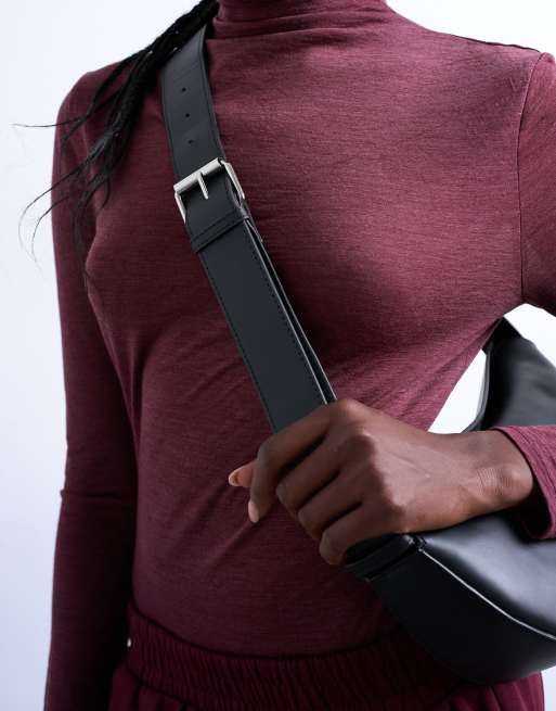 Topshop - Cooper - Crossbody tas van echt leer in zwart, 3 van 4