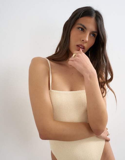 Topshop - Cooper - Hvid badedragt med firkantet hals, 3 af 4