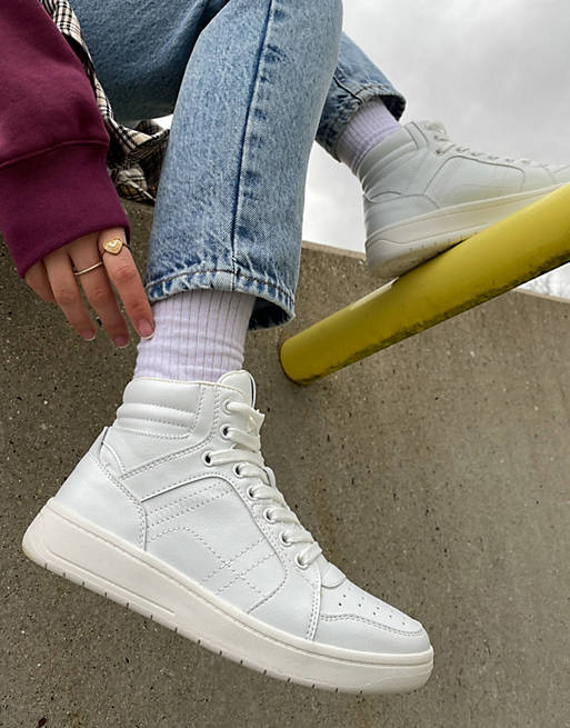  Trainers/Topshop Cooper retro high trainer in white 