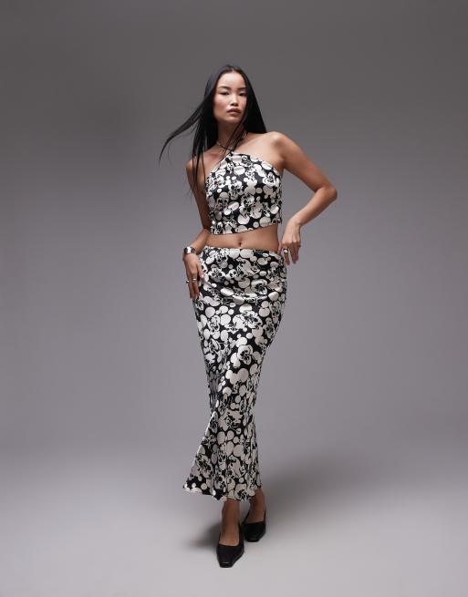 Topshop - Coordinato a fiori monocromatici con top e gonna