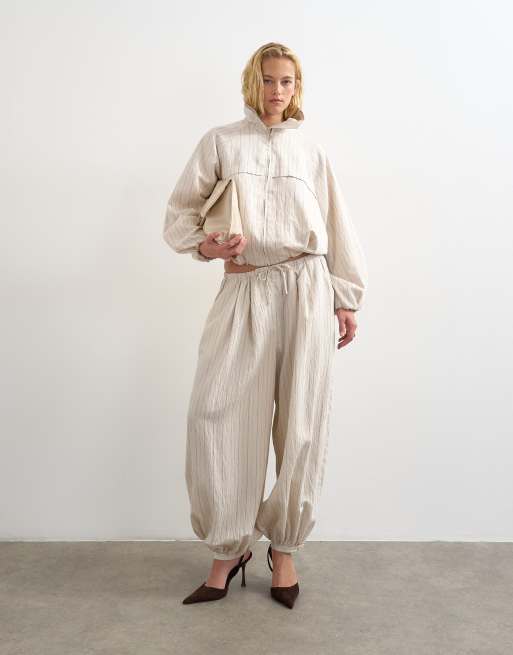 Topshop - Coordinato color avorio a righe