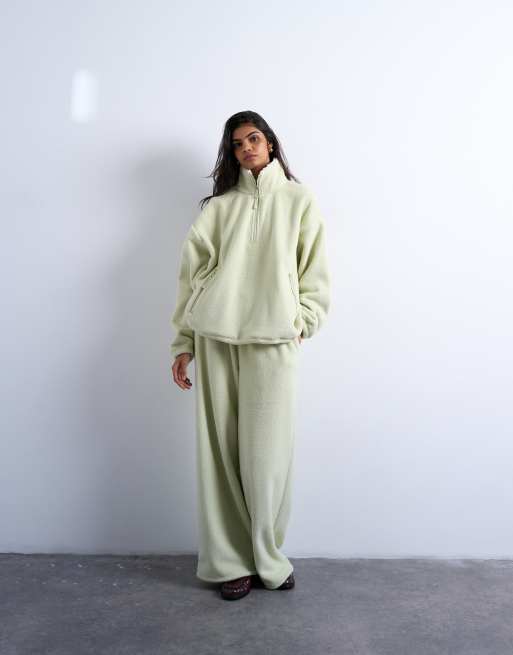 Topshop - Coordinato in pile borg verde lime