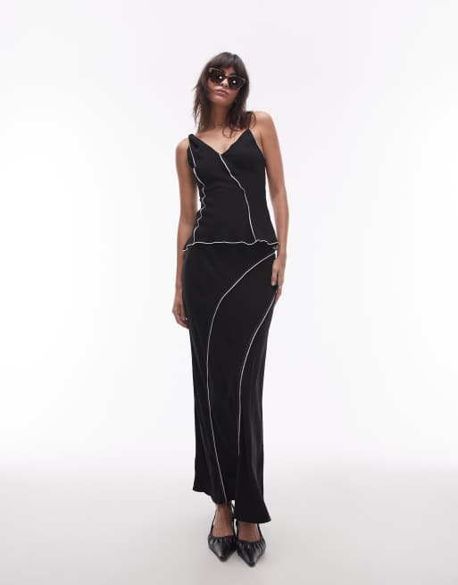 Topshop - Coordinato nero con bordi grezzi