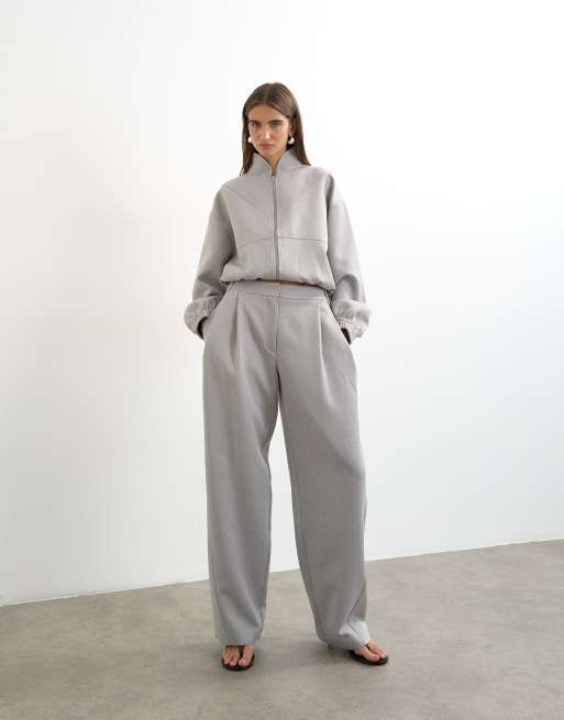 Topshop - Coordinato sartoriale grigio stile bomber