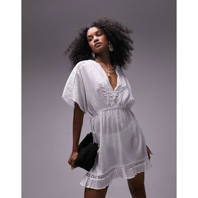 Topshop Copricostume bianco plumetis ricamato ASOS