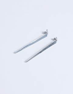 Cora asymmetric drop stud earring in silver tone