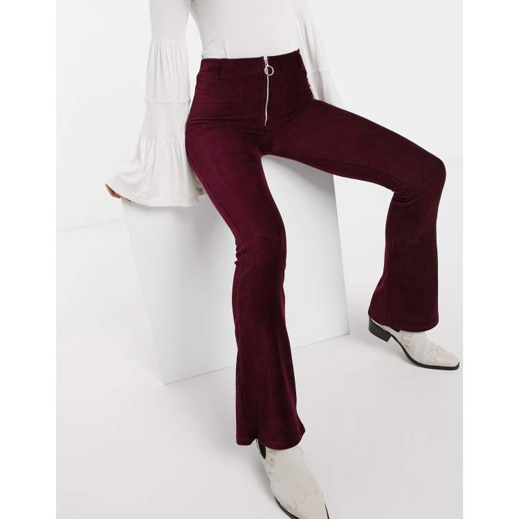 Topshop zip clearance flare corduroy pants