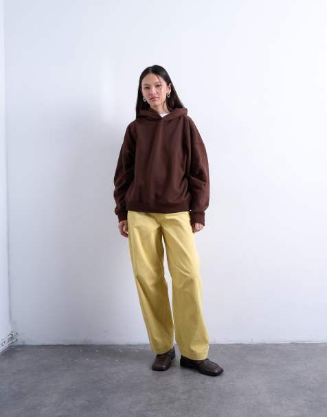 Topshop cord high rise barrel pants in buttermilk - view 1