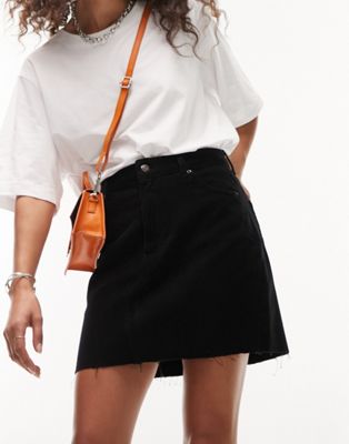 Topshop high waisted skirt in black cord