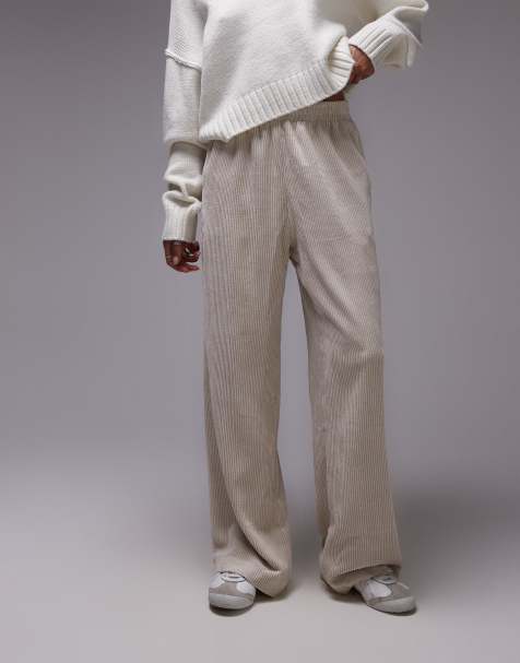 Topshop cord jogger in ecru - view 1