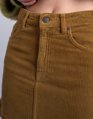 Topshop Cord Mini Pelmet Skirt In Brown