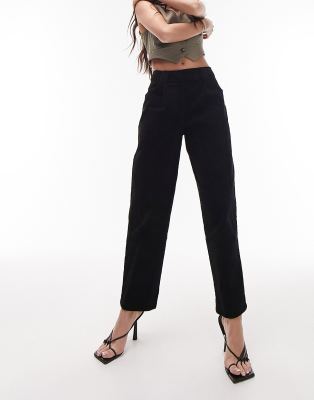 Topshop Cord Peg Pants In Black In Black