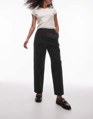 Topshop Cord Peg Pants In Blue-black