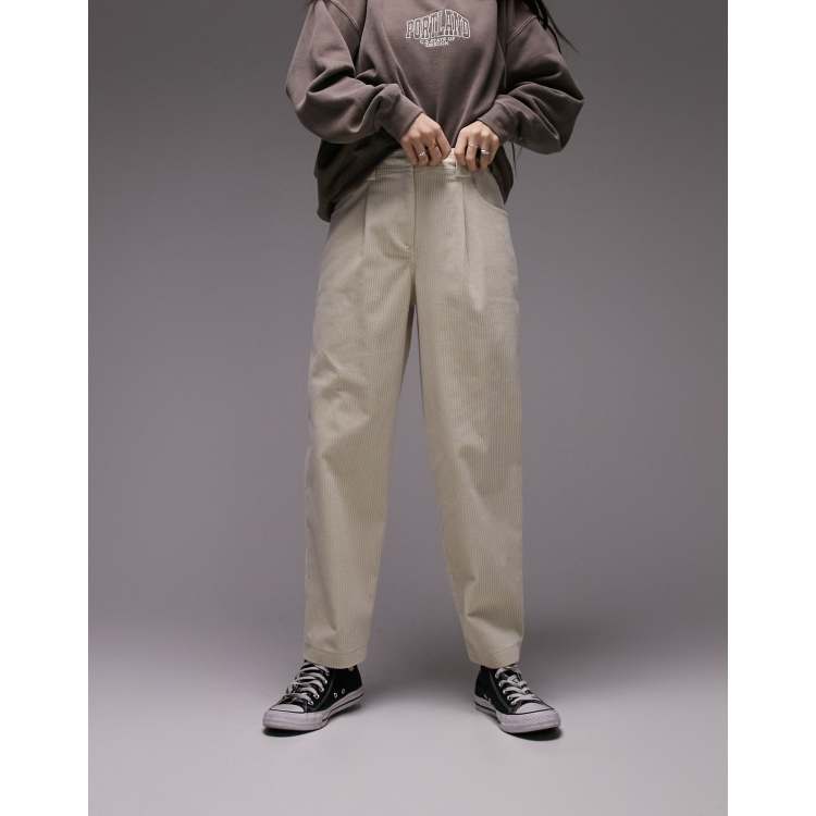 Faux flap pocket top back cord peg pants