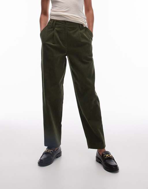 Topshop cord peg trouser in khaki