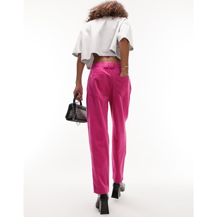 Topshop cord peg trouser in pink ASOS