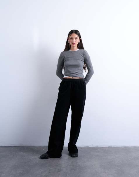 Topshop cord pull-on trackies in black - view 1