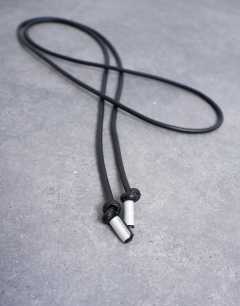 Model wearing Cord style belt in black