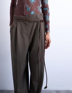 Cord style belt in chocolate